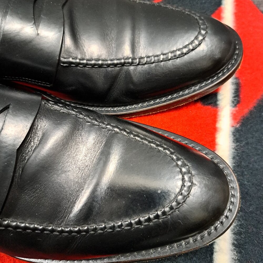 %Size 10 Alan Payne Black Leather Dress Penny Loafers Men's Shoes / D5 - Picture 9 of 13